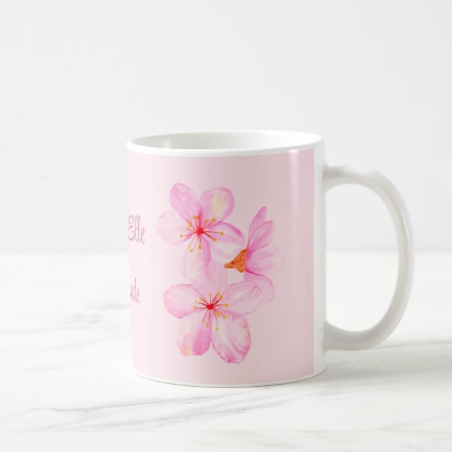 Girl Pink Floral Custom Kaffeetasse (Rechts)