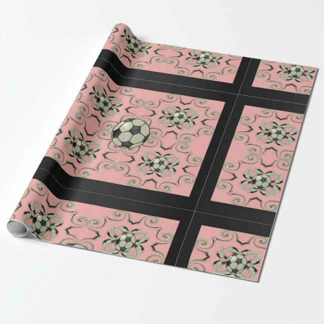 Girl-Pink-Fußball-Umschlagpapier - Design 1 Geschenkpapier (Ungerollt)