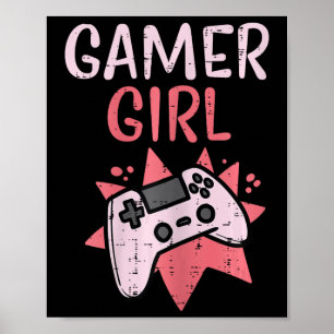 Girl Pink Game Controller Niedlich Video Gaming Fr Poster