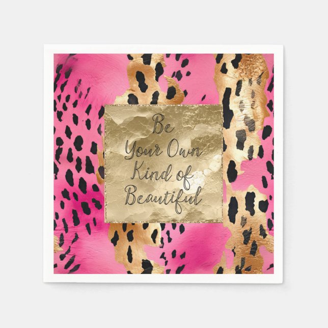 Girl Pink Glam Gold Leopard Print abstrakt Serviette (Vorderseite)