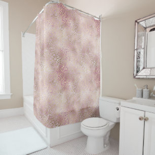 Girl Pink Glam Gold Leopard Print Duschvorhang