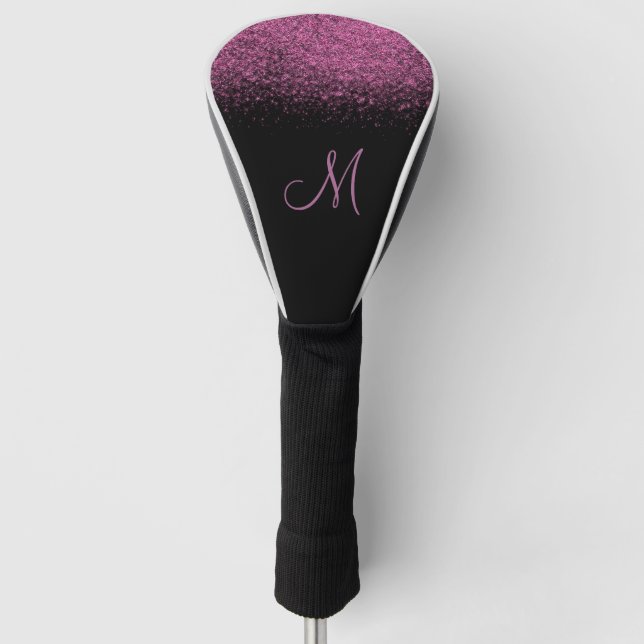 Girl Pink Glitzer Monogram Golf Head Cover Golf Headcover (Vorderseite)