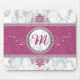 Girl Pink Glitzer Monogram Mousepad