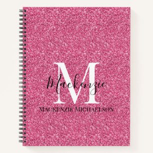 Girl Pink Glitzer Monogram Name Notebook Notizbuch