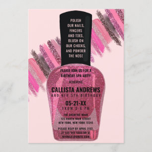 Girl Pink Glitzer Nail Polnischer Wellness-Center  Einladung