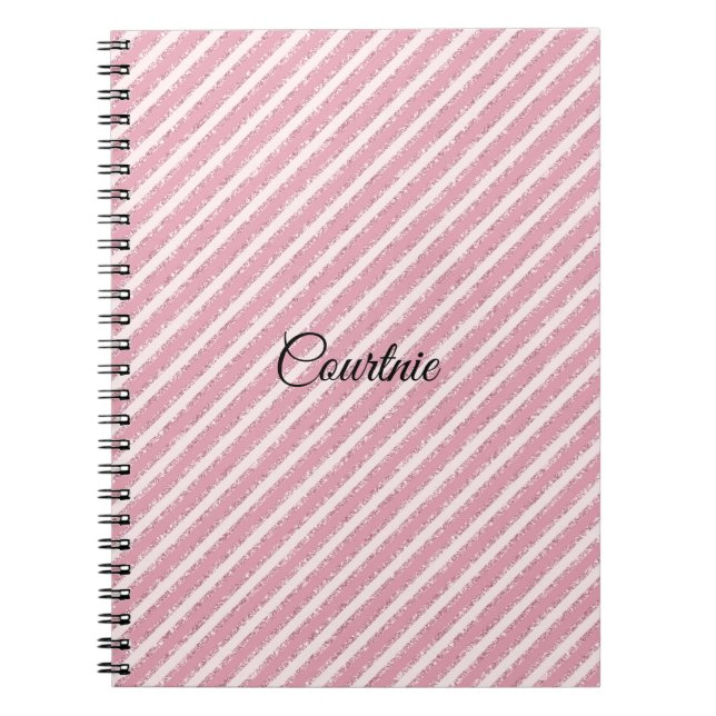 Girl Pink Glitzer Streifen Notizblock (Vorderseite)
