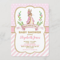 Girl Pink Gold Floral Bunny Rabbit Baby Dusche