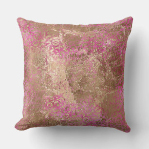 Girl Pink Gold Glam Leopard Print Kissen