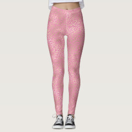 Girl Pink Gold Glam Leopard Print Leggings