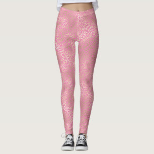 Girl Pink Gold Glam Leopard Print Leggings