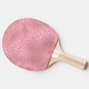Girl Pink Gold Glam Leopard Print Tischtennis Schläger