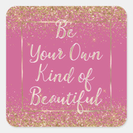 Girl Pink Gold Glitzer Beautiful Quadratischer Aufkleber