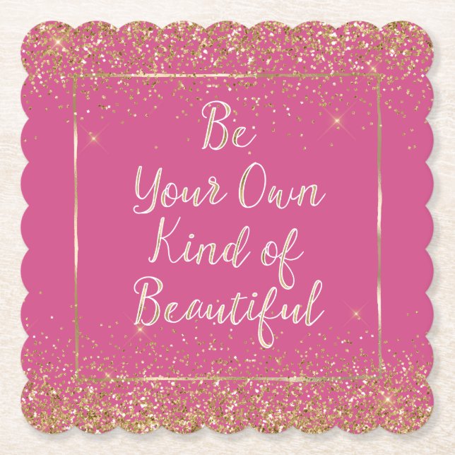Girl Pink Gold Glitzer Schönes Zitat Untersetzer (Vorderseite)