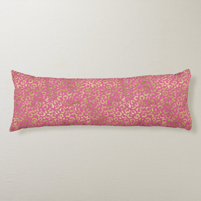 Girl Pink Gold Leopard Print Seitenschläferkissen (Vorderseite)