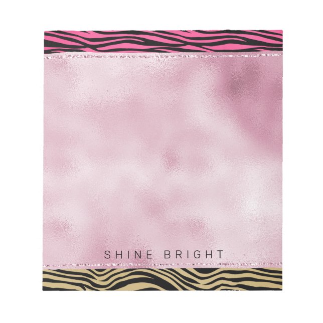 Girl Pink Gold Ombre Wasserfarbe Schwarz Zebra Pri Notizblock (Vorderseite)