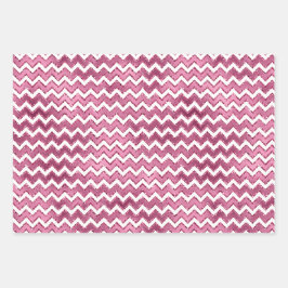 Girl Pink Gold Silver White Zigzag Streifen Geschenkpapier Set