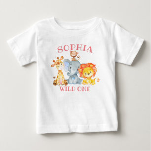 Girl Pink Jungle Animals Wild Ein Geburtstag Niedl Baby T-shirt