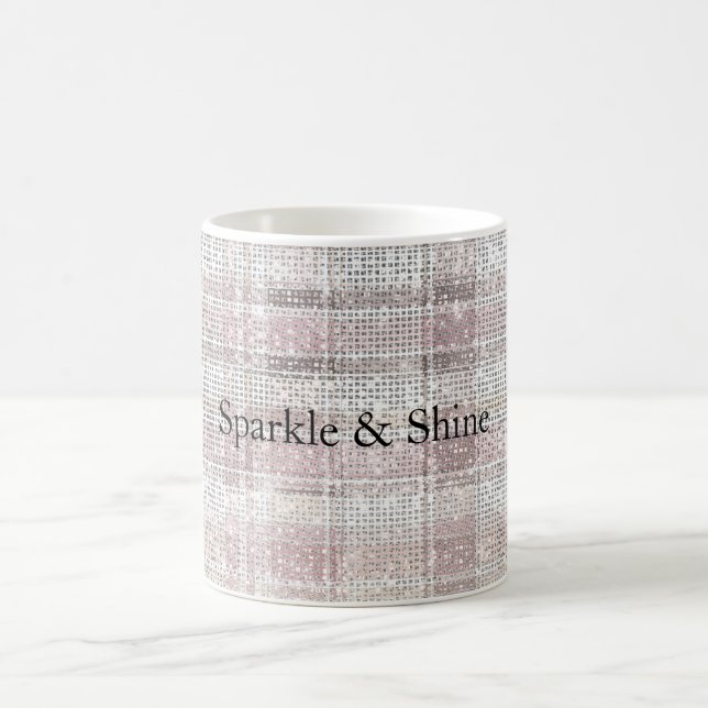 Girl Pink Kariert Stripes Sparkor Kaffeetasse (Mittel)