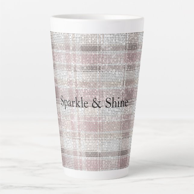 Girl Pink Kariert Stripes Sparkor Milchtasse (Vorderseite)