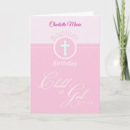 Girl Pink Kind Gottes Taufe Herzlichen Glückwunsch Karte