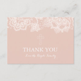 Girl Pink Lace Religious Danke Karte