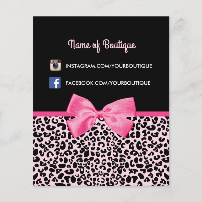 Girl Pink Leopard Print Niedlich Bow Beauty Boutiq Flyer (Vorne)