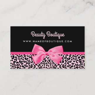 Girl Pink Leopard Print Niedlich Bow Beauty Boutiq Visitenkarte