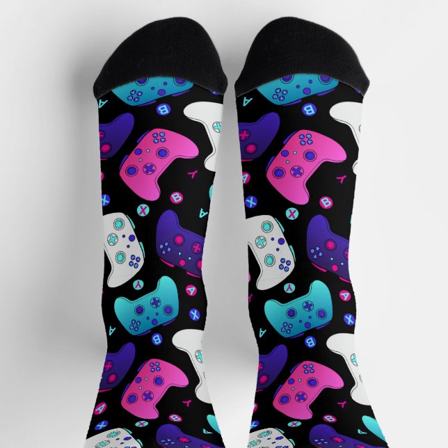 Girl Pink Lila Cartoon Video Game Socken (Oben)