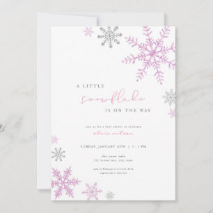 Girl Pink Little Snowflake Baby Dusche Einladung