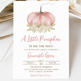 Girl Pink Minimalistisch Pumpkin Baby Dusche Einladung