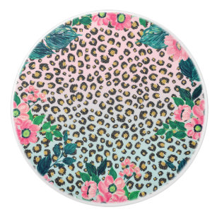 Girl Pink Minze Ombre Bloral Glitzer Leopard Print Keramikknauf