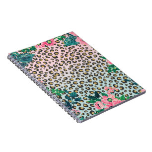 Girl Pink Minze Ombre Bloral Glitzer Leopard Print Notizblock
