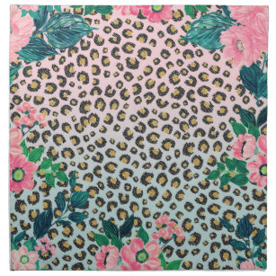 Girl Pink Minze Ombre Bloral Glitzer Leopard Print Serviette