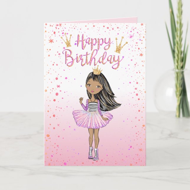 Girl Pink Modern Girl Karte (Vorderseite)