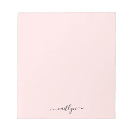 Girl Pink Monogram Modern Script Personalisiert Notizblock