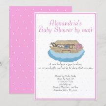 Girl Pink Noah Ark Baby Shower per E-Mail Einladun