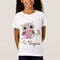 Girl Pink Owl Baby Doll T Shirts