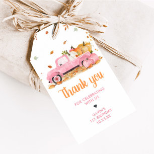 Girl Pink Pumpkin Truck Fall Geburtstags-Liebesmar Geschenkanhänger