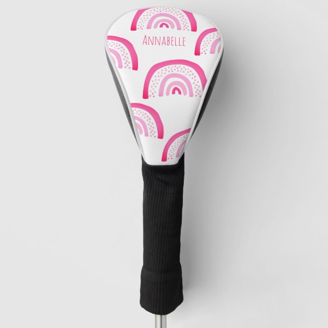 Girl Pink Rainbow Personalisiertes Muster Golf Headcover (Vorderseite)