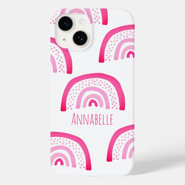 Girl Pink Rainbow Vorname Case-Mate iPhone 14 Hülle (Rückseite)