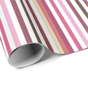 Girl Pink Red Wide Horizontal Streifen Muster Geschenkpapier