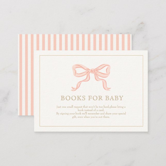 Girl Pink Ribbon elegante Minimalistisch Books for Begleitkarte (Von Creator hochgeladen)
