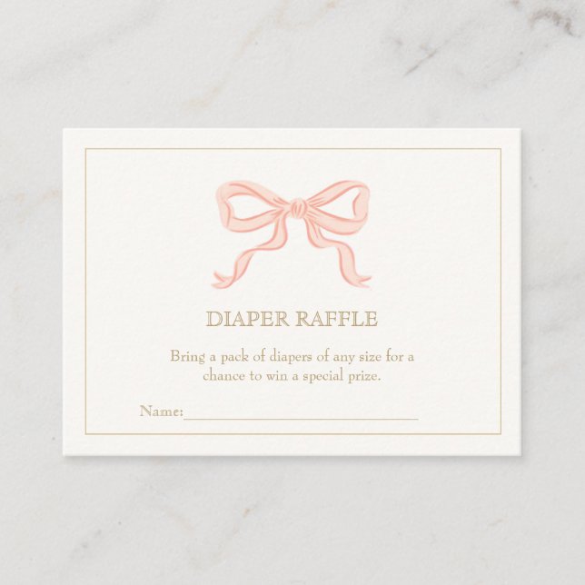 Girl Pink Ribbon elegante Minimalistisch Diaper To Begleitkarte (Vorderseite)