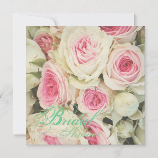 Girl pink Rose Floral Brautparty Einladung (Vorderseite)