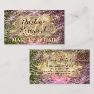 Girl Pink Rose Gold Butterfly Glitzern Salon Visitenkarte