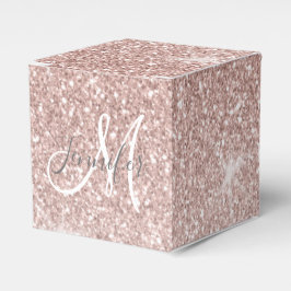 Girl Pink Rose Gold Glitzer Glitzern Monogram Geschenkschachtel