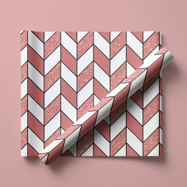 Girl Pink Rose Gold Glitzer Herringbone Zickzack Geschenkpapier
