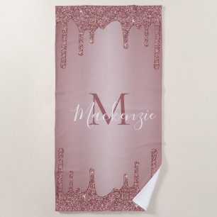 Girl Pink Rose Gold Glitzer Sparkle Tropfen Strandtuch