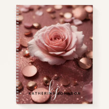 Girl Pink Rose Gold Sparkle Glitzer Monogram Name