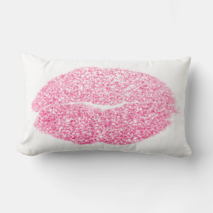 Girl Pink Rose Lips Glitzer White Makeup Kiss Lendenkissen